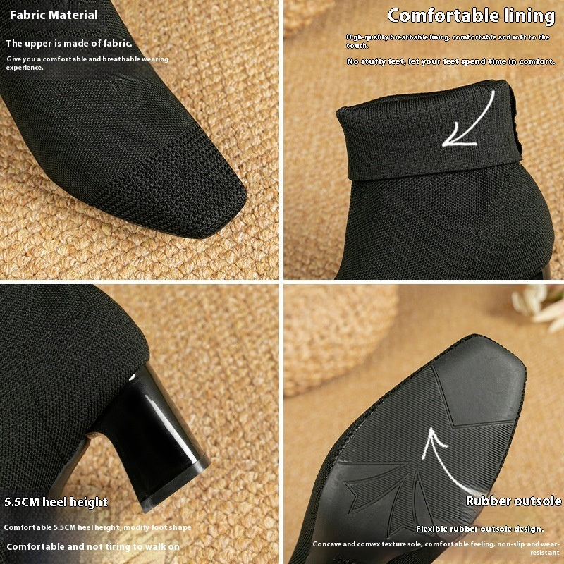 Bottines chaussettes à talon élégant