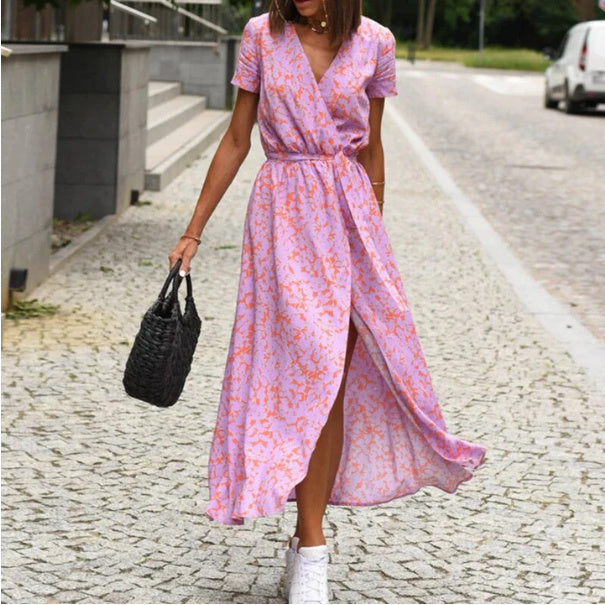 Robe longue à motif floral