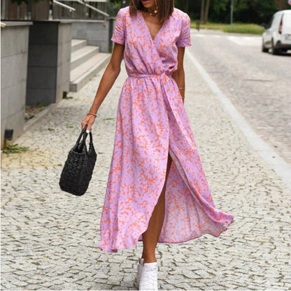 Robe longue à motif floral