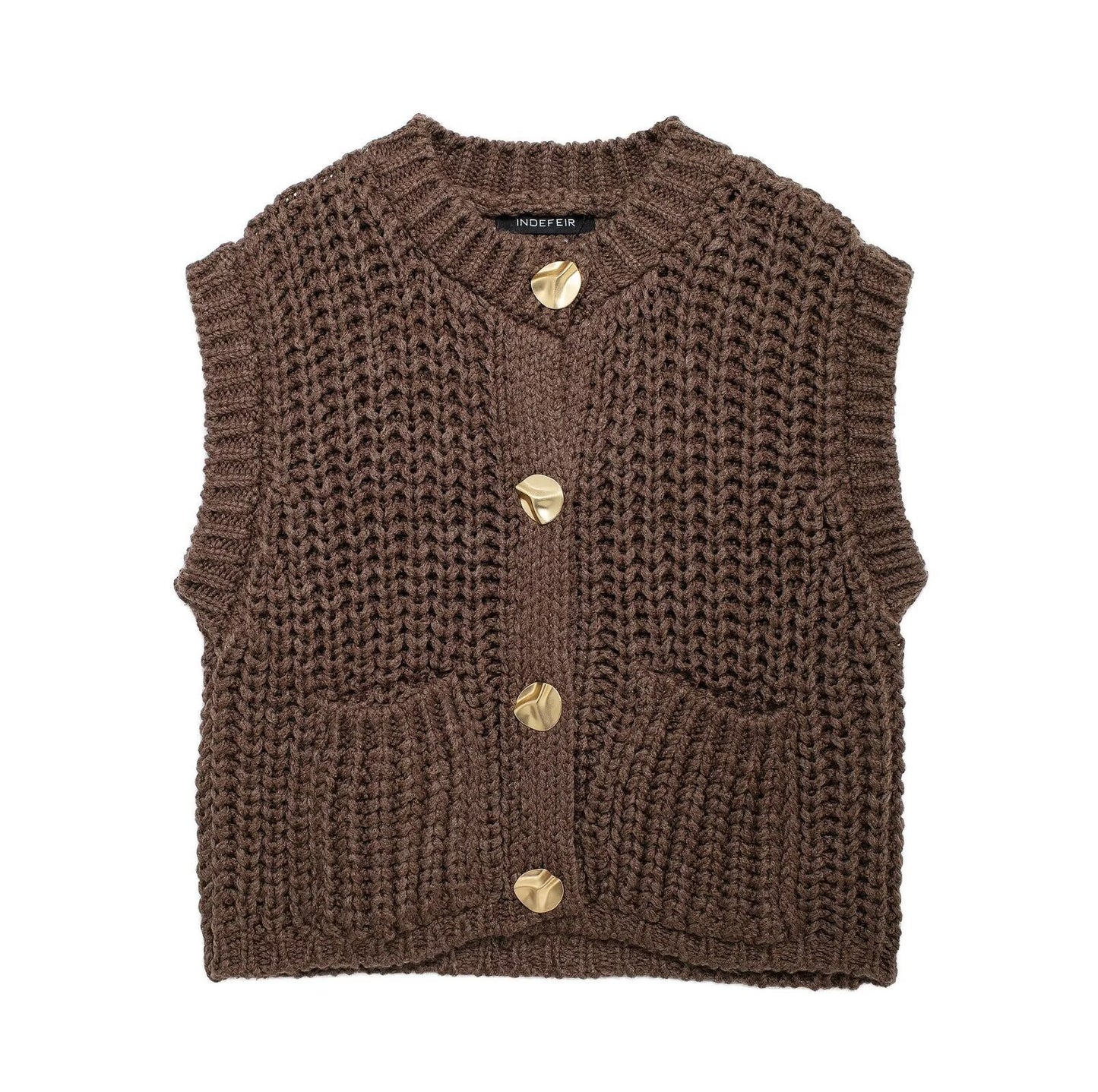 Gilet en maille chic à gros boutons