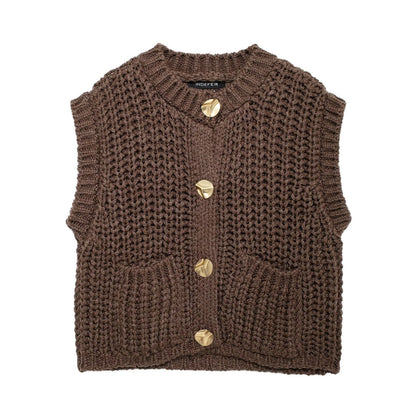 Gilet en maille chic à gros boutons