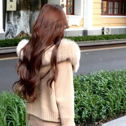 Pull à capuche chic fourrure